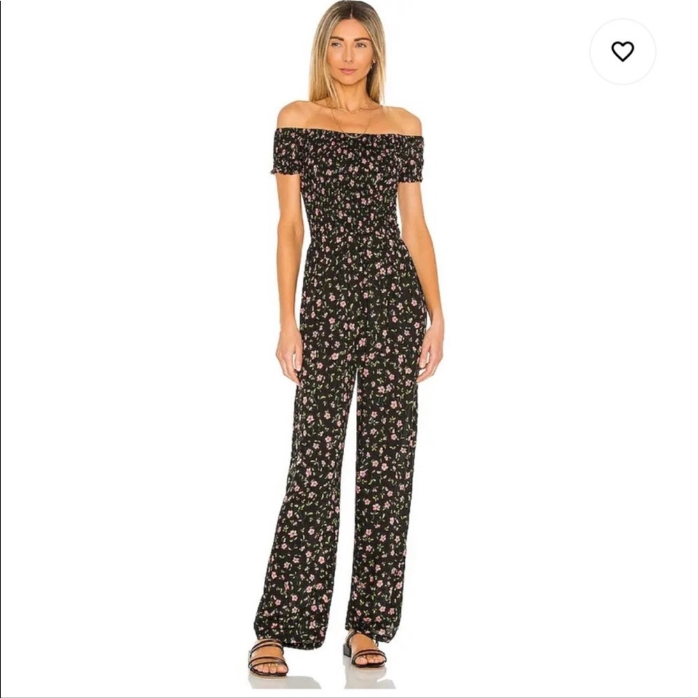Tiare Hawaii Black Floral Off-Shoulder Jumpsuit